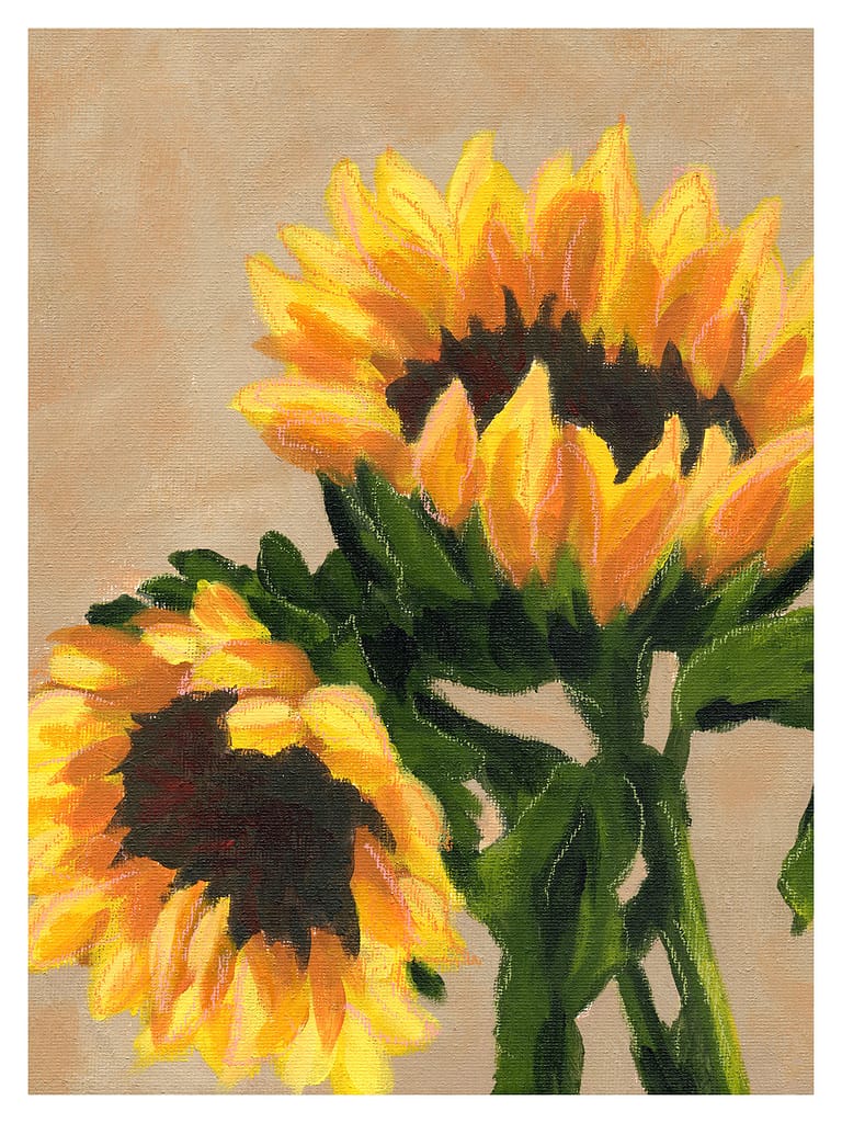 Acrylic sunflowers